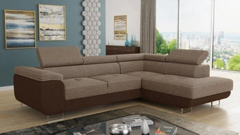 Sofnet Ecksofa Caris, mit Schlaffunktion und Bettkasten, Wohnlandschaft mit einstellbaren Kopfst&uuml;tzen, Schlafsofa, Sawana 16 + 02