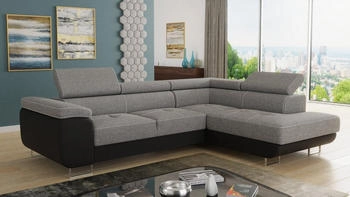 Sofnet Ecksofa Caris, mit Schlaffunktion und Bettkasten, Wohnlandschaft mit einstellbaren Kopfst&uuml;tzen, Schlafsofa, Soft 011 + Sawana 21