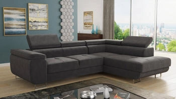 Sofnet Ecksofa Caris, mit Schlaffunktion und Bettkasten, Wohnlandschaft mit einstellbaren Kopfst&uuml;tzen, Schlafsofa, Kronos 22