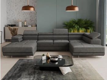 Sofnet Wohnlandschaft Caris U, mit Schlaffunktion und zwei Bettkästen, Ecksofa mit einstellbare Kopfstützen, Schlafsofa, U-form Couch, Kronos 22