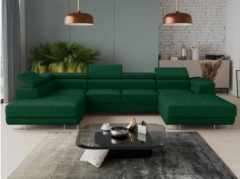 Sofnet Wohnlandschaft Caris U, mit Schlaffunktion und zwei Bettkästen, Ecksofa mit einstellbare Kopfstützen, Schlafsofa, U-form Couch, Kronos 19