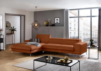 Willi Schillig Ecksofa piedroo 343x70x193 cm Longlife Xtra-Leder Z69 Longchair links mit Kopfteil-/-ohne Sitztiefenverstellung braun (cognac z69)