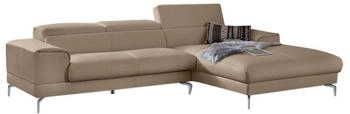 Willi Schillig Ecksofa piedroo 303x70x193 cm Longlife Xtra-Leder Z59 Longchair rechts mit Kopfteil-/-ohne Sitztiefenverstellung braun (stone z59)