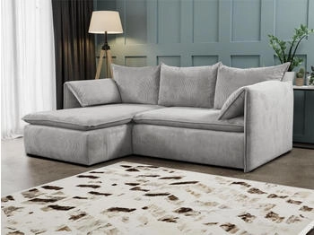 Kauf-Unique Ecksofa - Ecke Links - Cord - Hellgrau - TEODORA