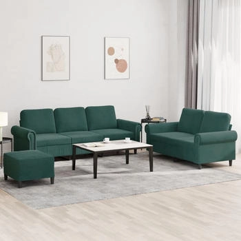vidaXL 3-tlg. Sofagarnitur mit Kissen Dunkelgr&uuml;n Samt (3202262)
