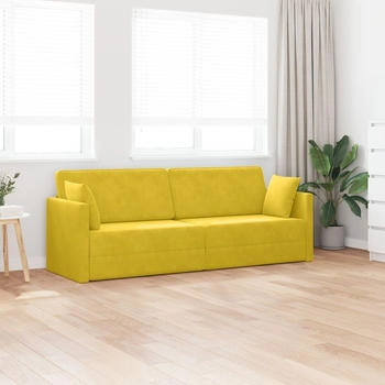 vidaXL Boden-Sofabett 2-in-1 Gelb 213x144x60 cm Velvet (4106731)
