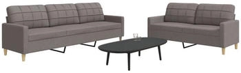 vidaXL 2-tlg. Sofagarnitur Taupe Stoff (3278326)