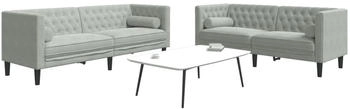 vidaXL 2-tlg. Chesterfield-Sofa-Set mit Nackenrollen Hellgrau Samt (3209291)