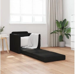 vidaXL Fußboden Sofa Bett 2-in-1 Schwarz 74x77x81 cm Stoff (4106623)