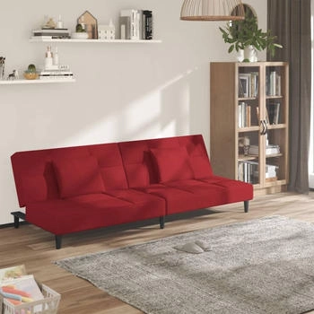 vidaXL Schlafsofa 2-Sitzer mit 2 Kissen Weinrot Samt (375811)