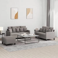 vidaXL 3-tlg. Sofagarnitur mit Kissen Taupe Stoff