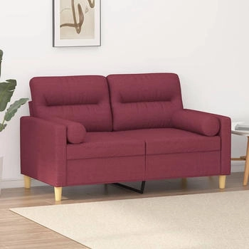 vidaXL 2-Sitzer-Sofa mit Zierkissen Weinrot 120 cm Stoff (3200819)