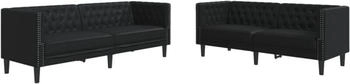 vidaXL 2-tlg. Chesterfield-Sofa-Set Schwarz Kunstleder (3209274)