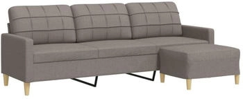vidaXL 3-Sitzer-Sofa mit Hocker Taupe 210 cm Stoff (3278256)