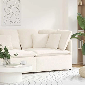 vidaXL Modulares Sofa Eckmodul mit Kissen Creme 100 cm (4104475)