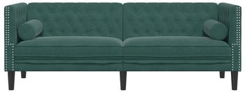 vidaXL Chesterfield-Sofa mit Nackenrollen 3-Sitzer Dunkelgrün Samt (372695)