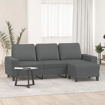 vidaXL 3-Sitzer-Sofa mit Hocker Dunkelgrau 180 cm Stoff (3201152)