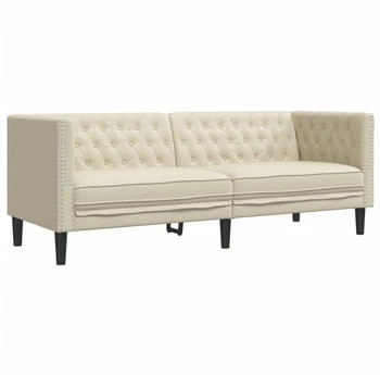 vidaXL Chesterfield-Sofa 3-Sitzer Creme Kunstleder (372667)