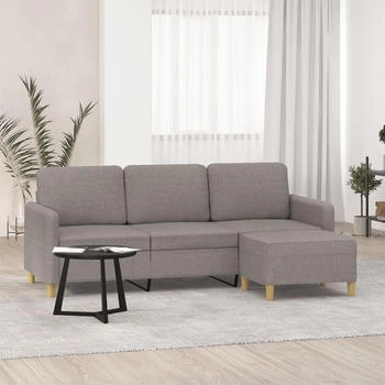 vidaXL 3-Sitzer-Sofa mit Hocker Taupe 180 cm Stoff (3201199)