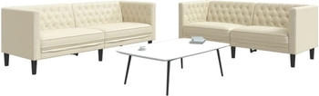 vidaXL 2-tlg. Chesterfield-Sofa-Set Creme Kunstleder (3209275)