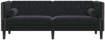 vidaXL Chesterfield-Sofa mit Nackenrollen 3-Sitzer Schwarz Samt (372698)