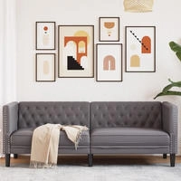 vidaXL Chesterfield-Sofa 3-Sitzer Grau Kunstleder