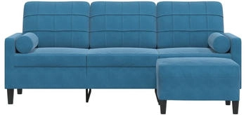 vidaXL 3-Sitzer-Sofa mit Hocker Blau 180 cm Samt (3278276)