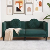 vidaXL Sofa mit Kissen 2-Sitzer Dunkelgr&uuml;n Samt