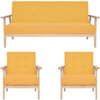 vidaXL 3-tlg. Sofagarnitur Stoff Gelb