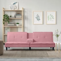 vidaXL Schlafsofa mit Getr&auml;nkehaltern Rosa Samt