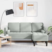 vidaXL Sofa Set mit Kissen Hellgrau Polyester