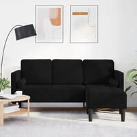 vidaXL Sofa Set mit Kissen Schwarz Polyester