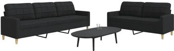 vidaXL 2-tlg. Sofagarnitur Schwarz Stoff (3278323)