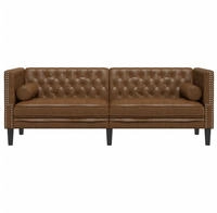vidaXL Chesterfield-Sofa 3-Sitzer Braun Kunstleder in Wildleder-Optik