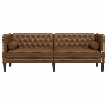 vidaXL Chesterfield-Sofa 3-Sitzer Braun Kunstleder in Wildleder-Optik (372702)