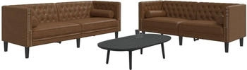 vidaXL 2-tlg. Chesterfield-Sofa-Set Braun Kunstleder Wildleder-Optik (3209300)