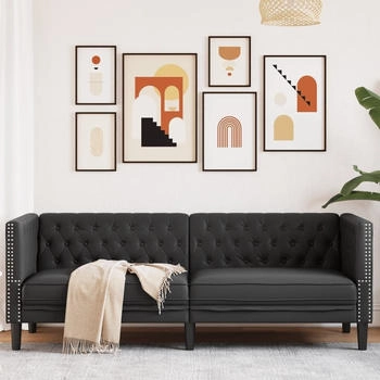 vidaXL Chesterfield-Sofa 3-Sitzer Schwarz Kunstleder (372666)