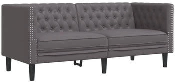 vidaXL Chesterfield-Sofa 2-Sitzer Grau Kunstleder (372662)