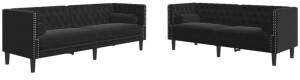 vidaXL 2-tlg. Chesterfield-Sofa-Set mit Nackenrollen Schwarz Samt (3209296)