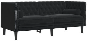 vidaXL Chesterfield-Sofa mit Nackenrollen 2-Sitzer Schwarz Samt (372688)