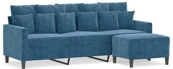vidaXL 3-Sitzer-Sofa mit Hocker Blau 180 cm Samt (3201116)