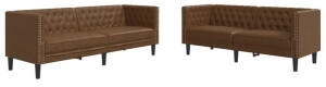 vidaXL 2-tlg. Chesterfield-Sofa-Set Braun Kunstleder Wildleder-Optik (3209280)