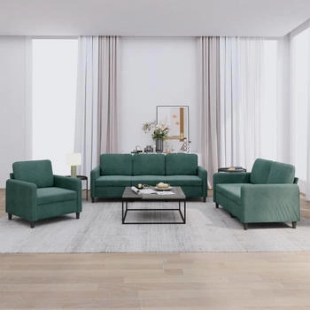 vidaXL 3-tlg. Sofagarnitur Dunkelgr&uuml;n Samt (3201936)