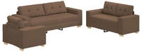 vidaXL Sofa 3 pcs Braun 221 x 80 x 80 cm Leinenmischgewebe