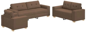 vidaXL 3-teiliges Sofa-Set mit Kissen aus braunem Stoff (3324632)