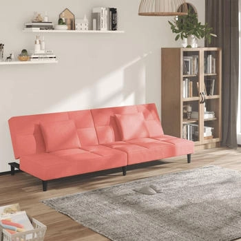 vidaXL Schlafsofa 2-Sitzer mit 2 Kissen Rosa Samt (375810)