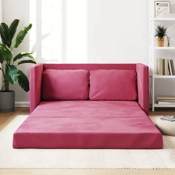 vidaXL Bodensofa mit Schlaffunktion Weinrot 122x204x55 cm Samt (353960)
