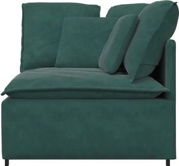 vidaXL Modulares Sofa Eckmodul mit Kissen Dunkelgrün 100 cm (4104461)