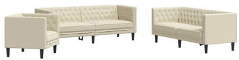 vidaXL 3-tlg. Chesterfield-Sofa-Set Creme Kunstleder (3209268)