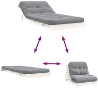 vidaXL Futon Schlafsofa mit Matratze Wei&szlig; 80x206x11 Massivholz Kiefer